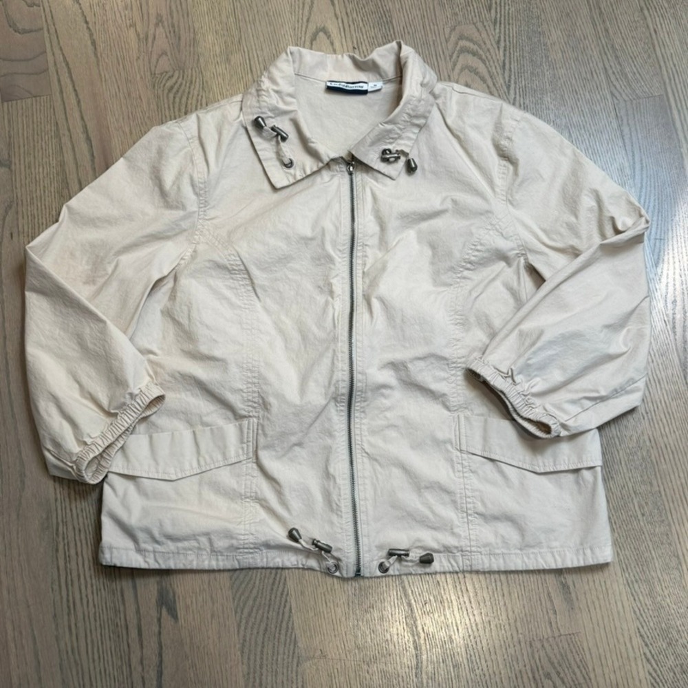 Croft & Barrow Beige Utility Jacket Drawstring Waist Collared Size M
